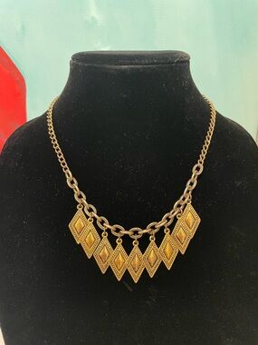Marie Chavez Gold-Tone Geometric Drop Necklace Substantial Statement Piece!